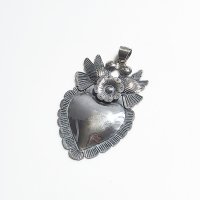 Silver Large Pendant Heart Milagros