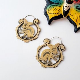 Dreams of Don Juan Brass Rabbit Earrings