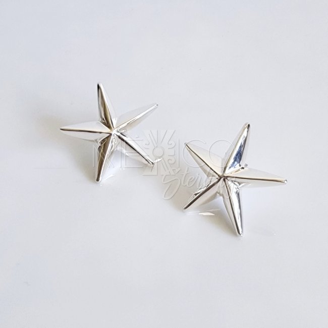 Bold Silver Five Point Star Post Earrings