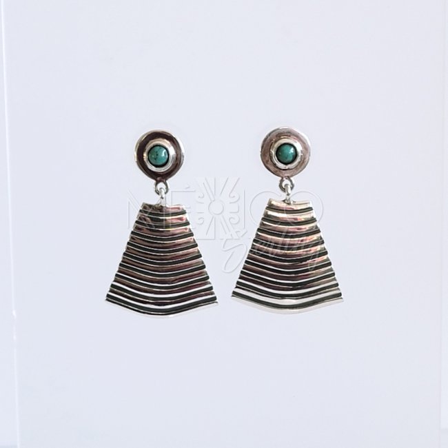 Silver Pyramid Earrings and Turquoise