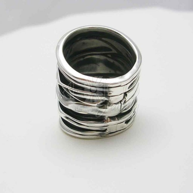 Long Taxco Oxidized Silver Ring