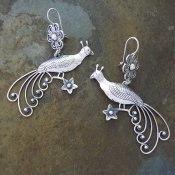 Magestic Peacock Taxco Silver Earrings