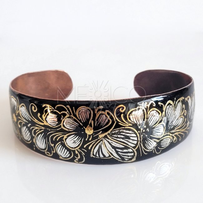 Decorated Artisan Copper Bracelet Cuff
