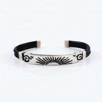 Silver and Rubber Aztec Theme Bracelet