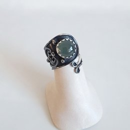 Oxidized Silver Peridot Mermaid Ring