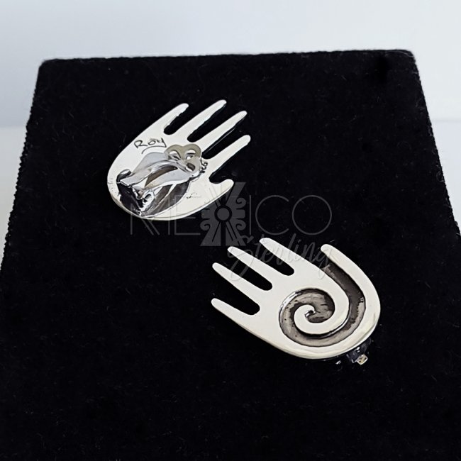 Sterling Silver Tribal Hand Clip On Earrings