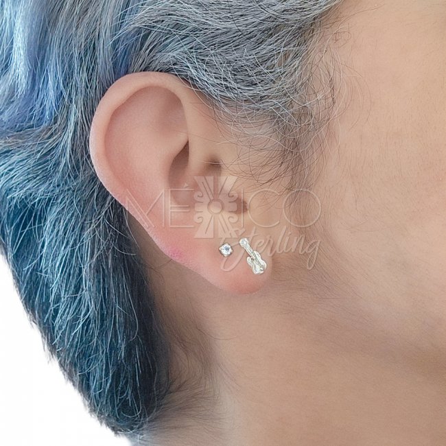 Cute Sterling Silver Miniature Guitar Studs