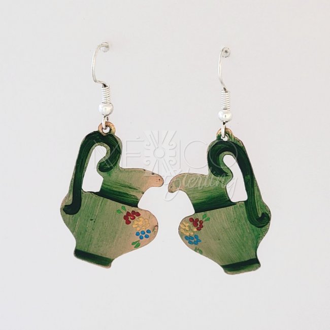 Mexican Decorated Copper Jarritos Earrings