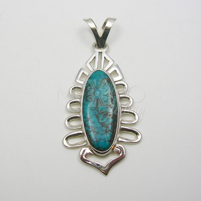 Amazing Taxco Silver and Turquoise Pendant