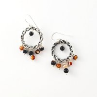 Delicate Silver Stones Beads Braided Hoops