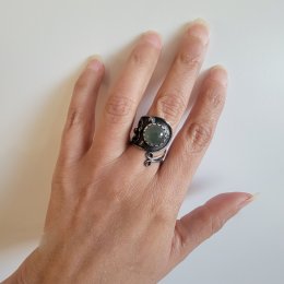 Oxidized Silver Peridot Mermaid Ring