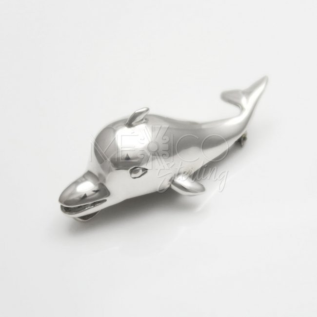 Happy Silver Dolphin Pendant/Pin