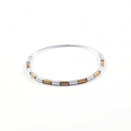 Silver and Copper Straws Bangle Bracelet