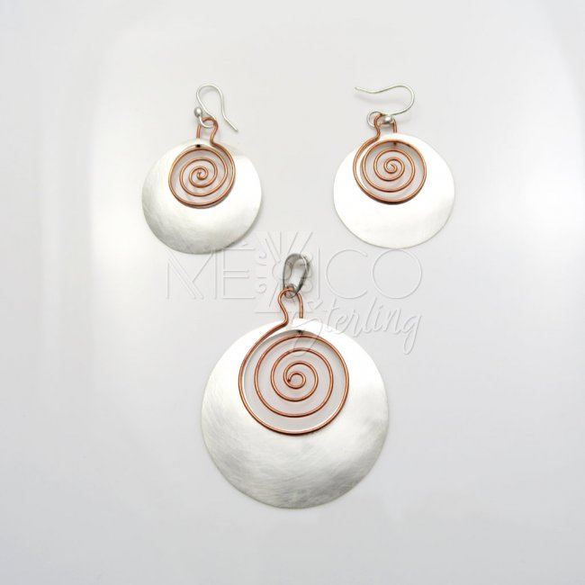 Silver Copper Happy Spirals Earrings