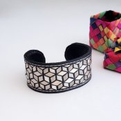 Cubism Dream Taxco Silver-Leather Cuff