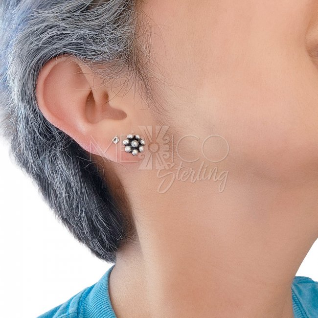 Cute Sterling Silver Flower Stud Earrings