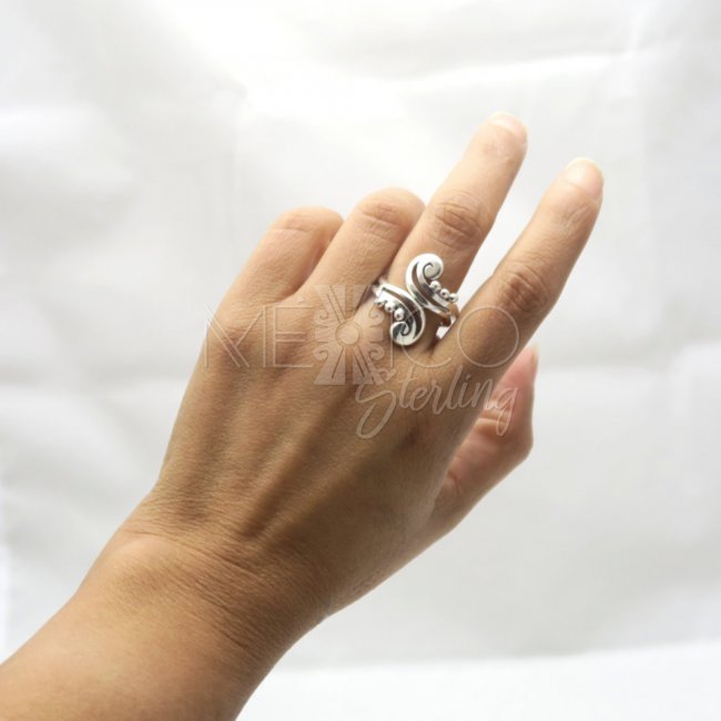 Silver Magic Mayan Waves Ring