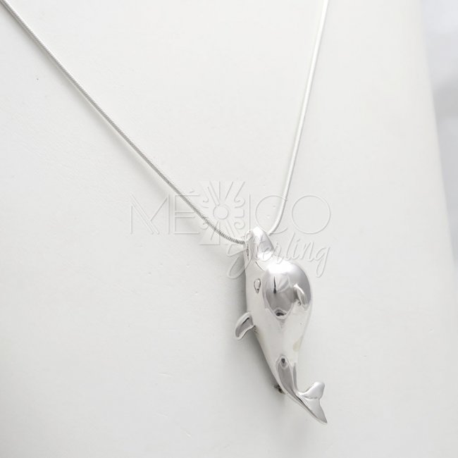 Happy Silver Dolphin Pendant/Pin