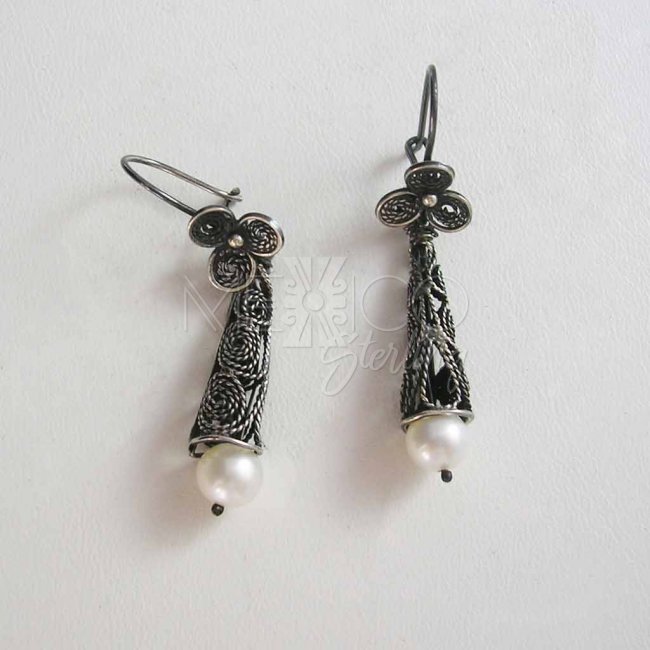 Romantic Filigree Taxco Silver Earrings