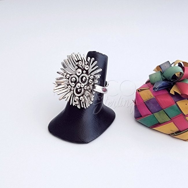 Abstract Art in Adjustable Silver Ring