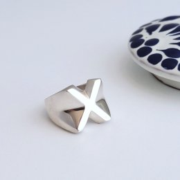 Modern Taxco Solid Silver X ring