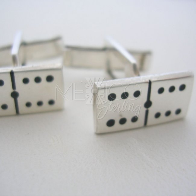 Mexican Domino Chips Sterling Silver Cufflinks
