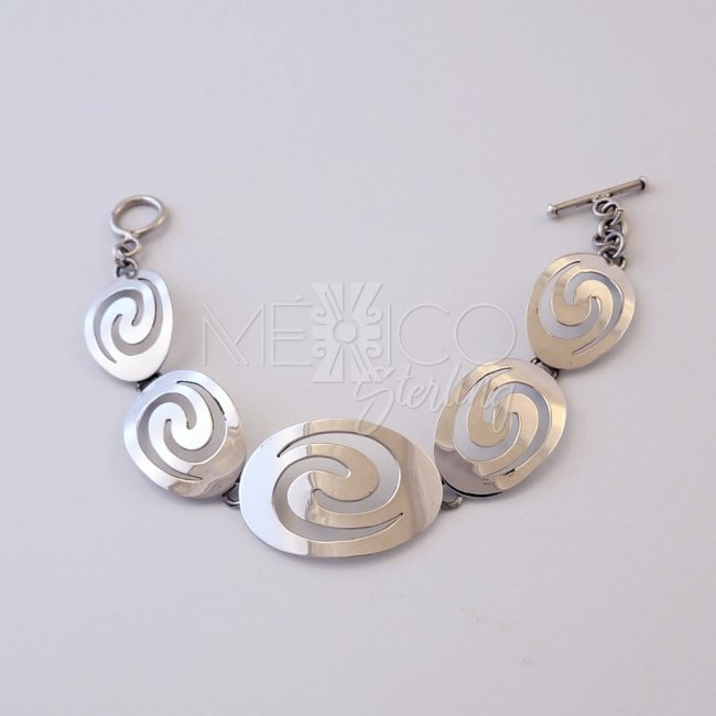 Taxco Silver Water Swirls Bracelet