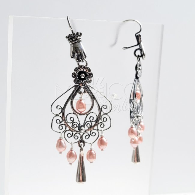 Silver Swilrls decorated Earrings