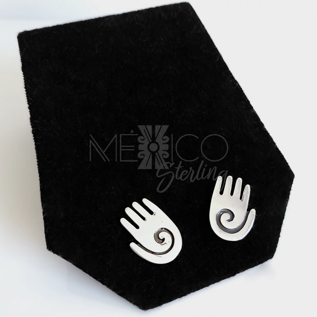 Sterling Silver Tribal Hand Post Earrings