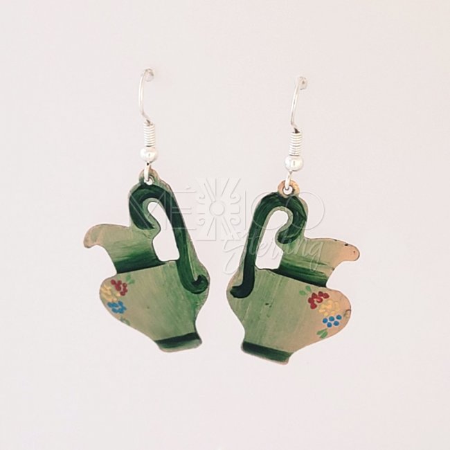 Mexican Decorated Copper Jarritos Earrings