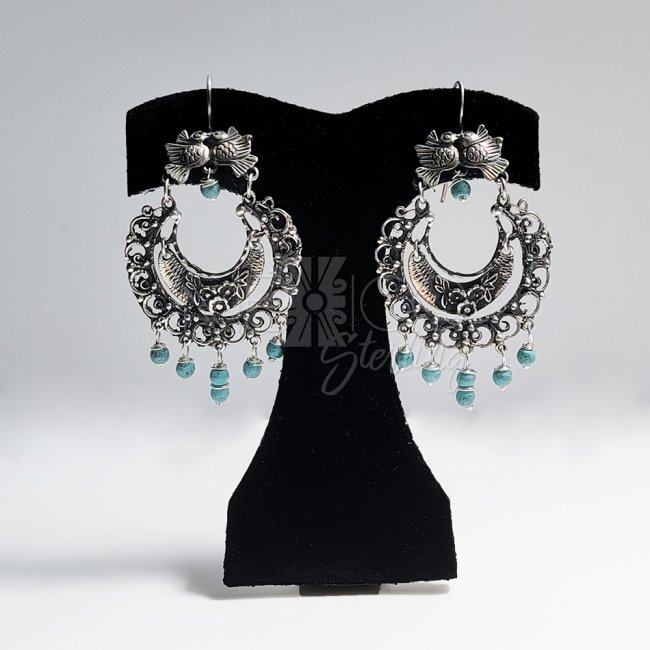 Silver Turquoise Feminine Earringss