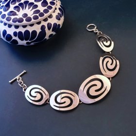 Taxco Silver Water Swirls Bracelet