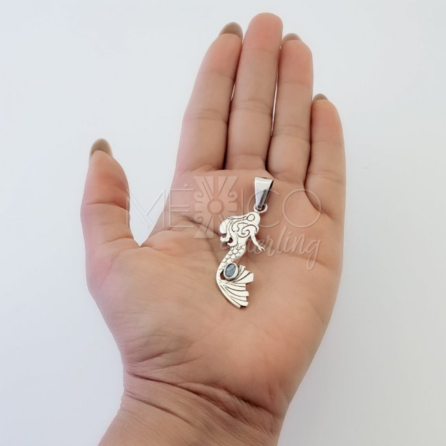 Playful Sterling Silver Mermaid Pendant