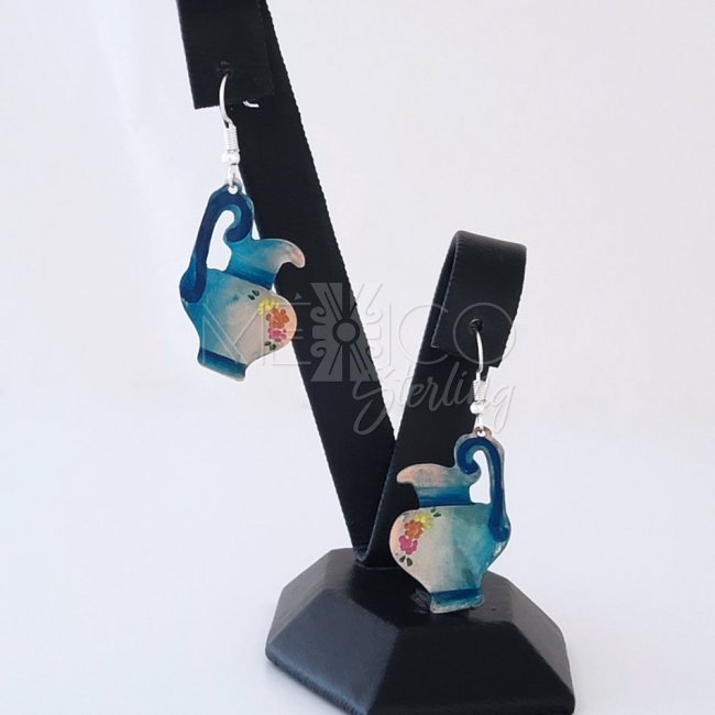 Mexican Decorated Copper Jarritos Earrings