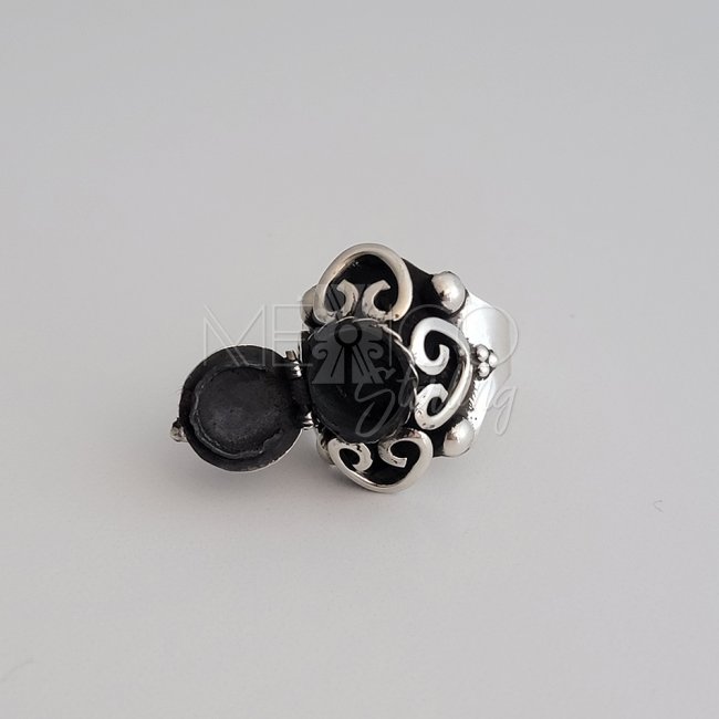 Adjustable Silver and Carnelian Poison Ring