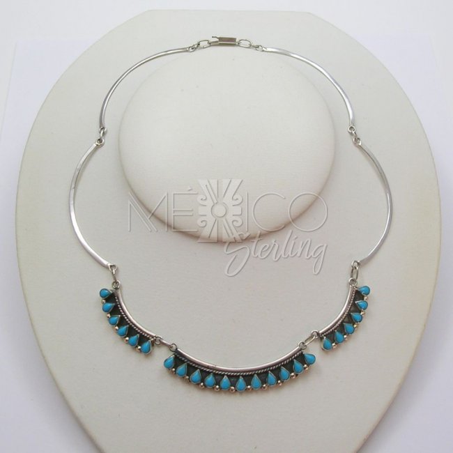 Delicate Silver and Faux Turquoise Necklace