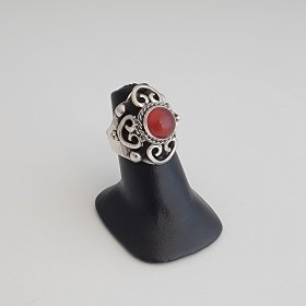 Adjustable Silver and Carnelian Poison Ring