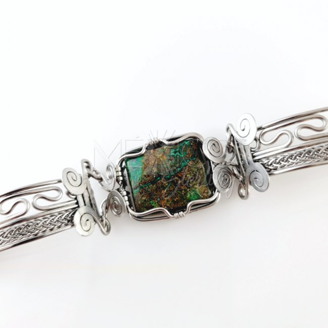 Stainless Steel And Agate Bracelet