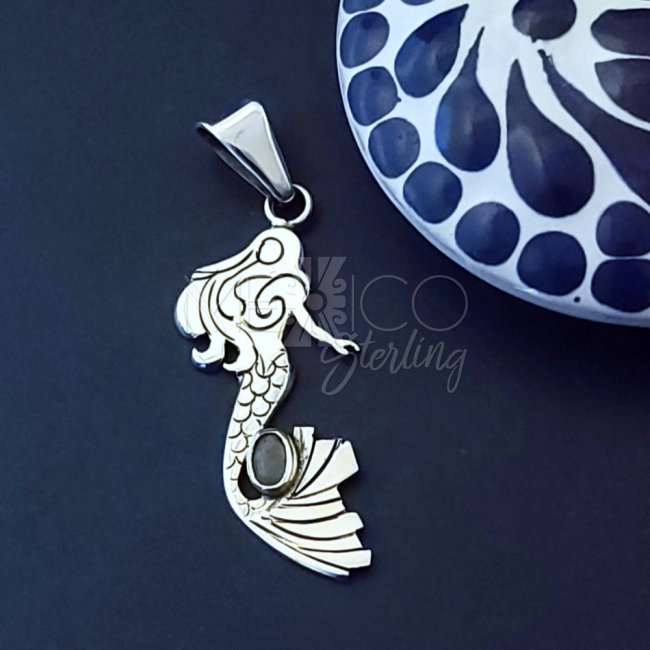 Playful Sterling Silver Mermaid Pendant