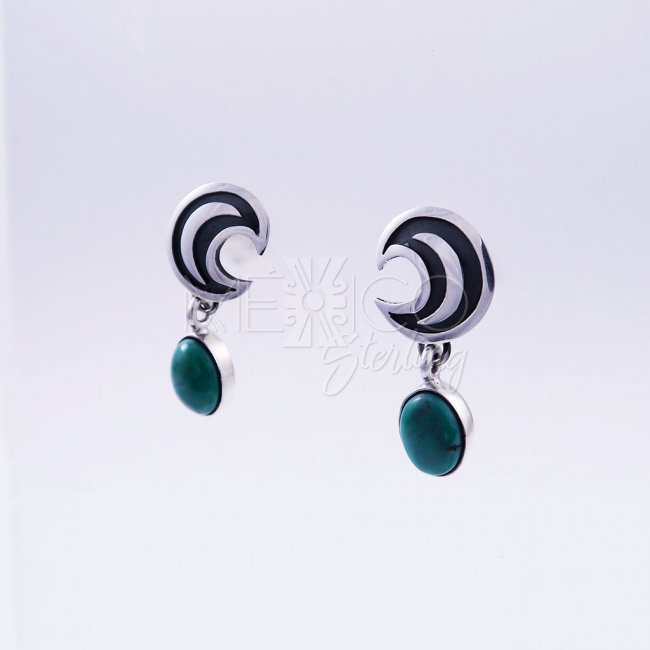 Delicate Taxco Silver Magical Moon Post Earrings