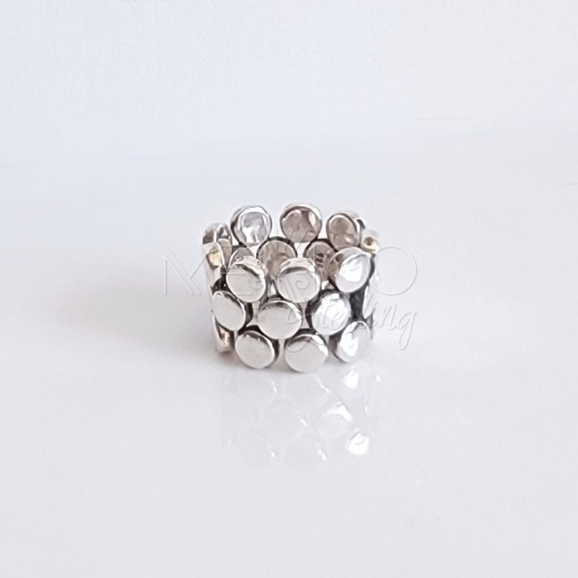 Flexible Silver Bubbles Statement Ring