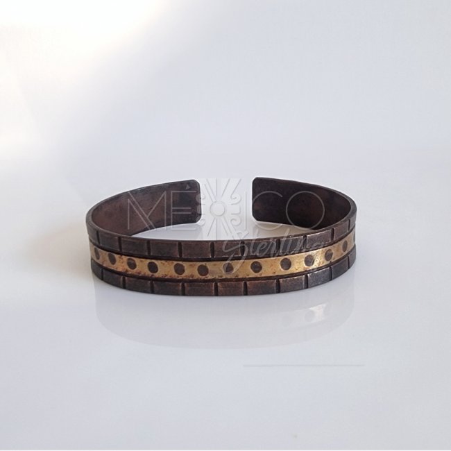 Oxidized Brass and Copper Cuff Bracelet
