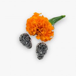 Taxco Silver Decorated Skulls Earrings
