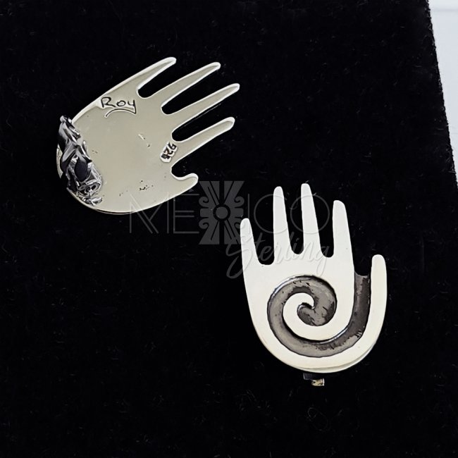 Sterling Silver Tribal Hand Clip On Earrings