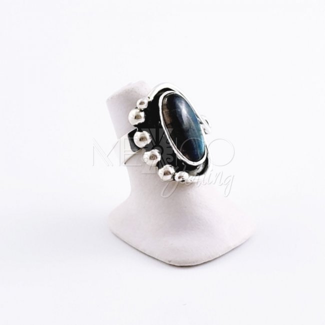 Silver and Labradorite Abstract Ring