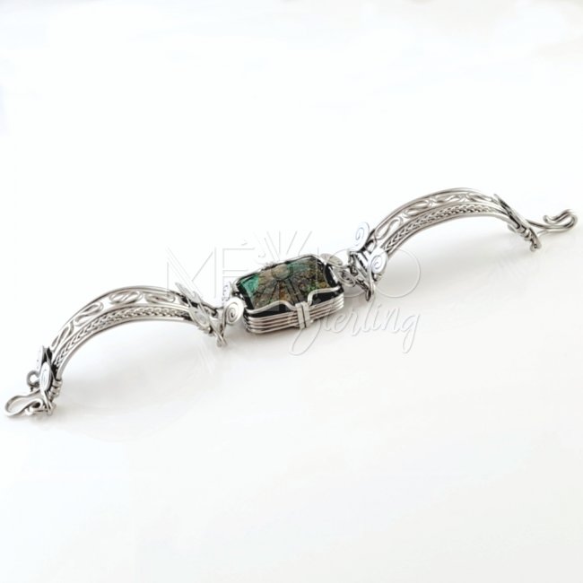 Stainless Steel And Agate Bracelet