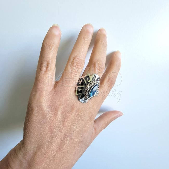 Aztec Oxidized Silver Poison Ring