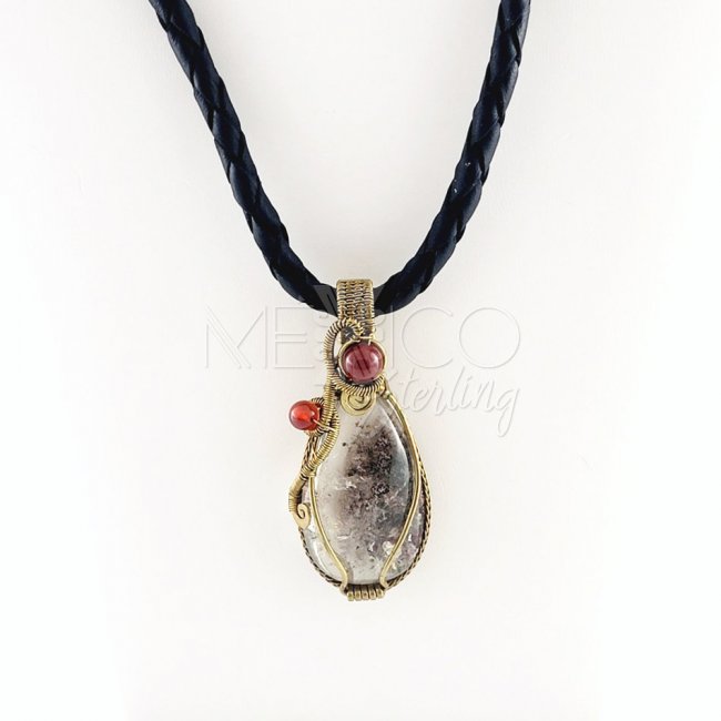 Artisan Brass and Multi Stone Pendant