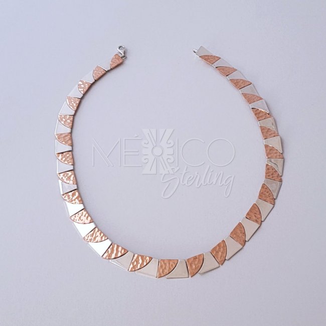 Taxco Silver and Copper Puzzle Necklace