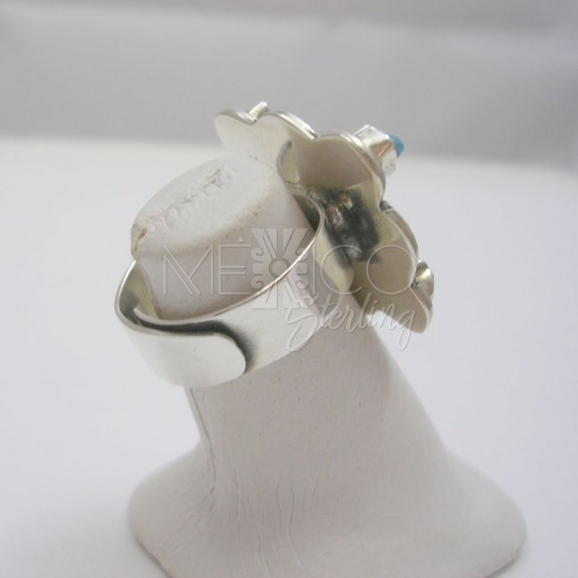 Adjustable Taxco Silver Ring with Stones